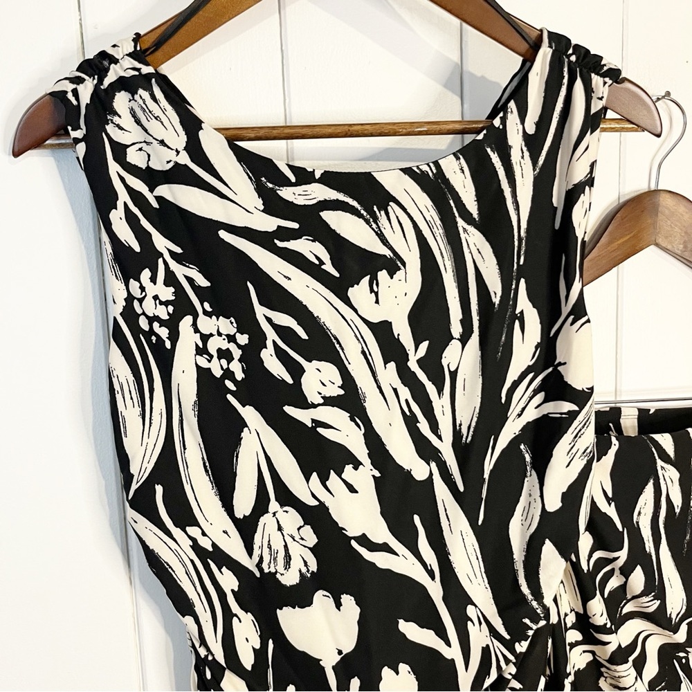 Suzy Shier Black and White Floral Top and Skirt Set. Size Medium. NWT. - Picture 2 of 12